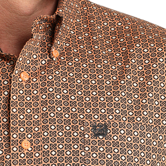 Cinch Men's Copper Tan Print Long Sleeve Shirt