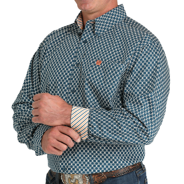 Cinch Men's Teal Circle Print Shirt