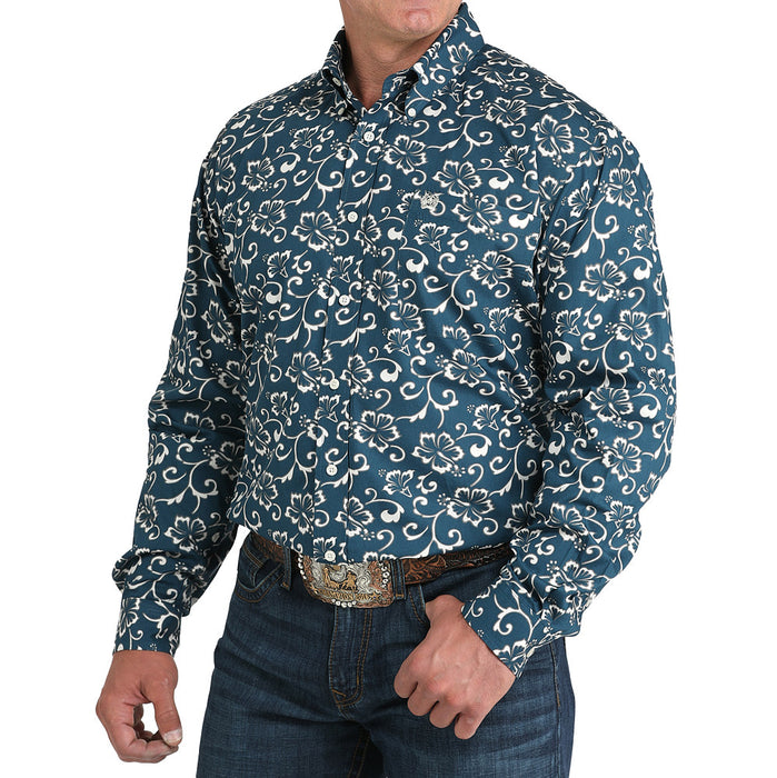 Cinch Men's Teal Floral Print Shirt