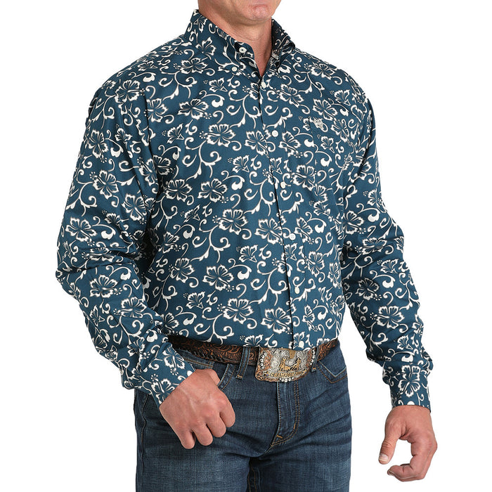 Cinch Men's Teal Floral Print Shirt