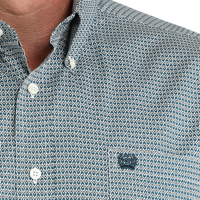 Cinch Men's Teal Print Stretch Shirt