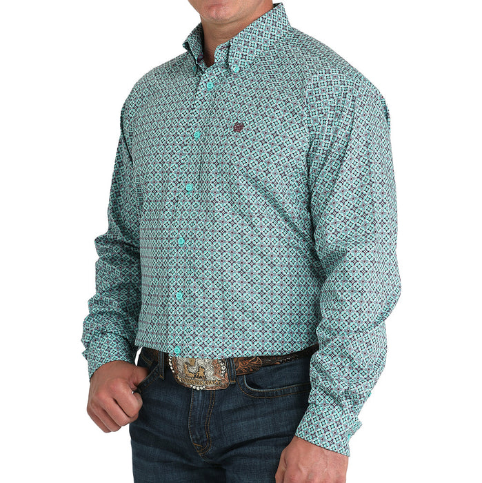 Cinch Men's Turquoise Circle Print Shirt