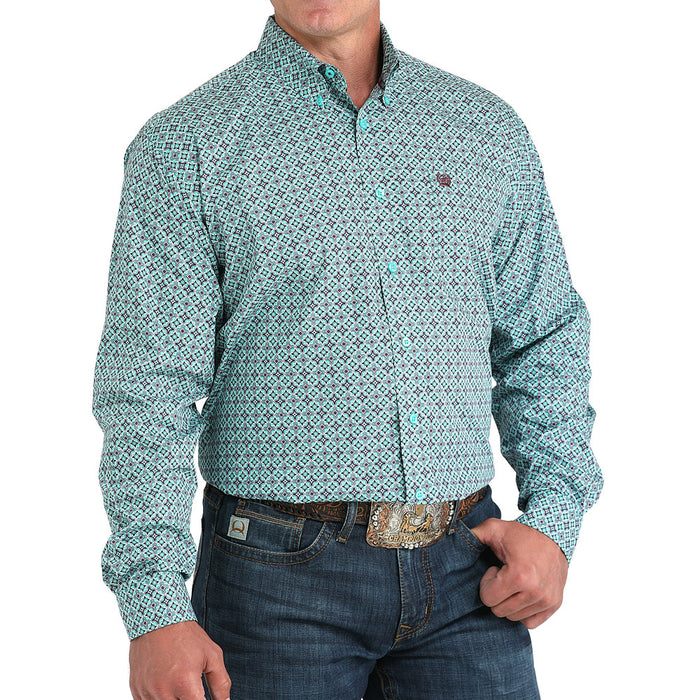 Cinch Men's Turquoise Circle Print Shirt