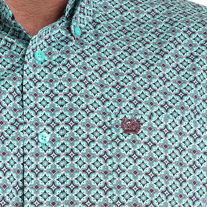 Cinch Men's Turquoise Circle Print Shirt