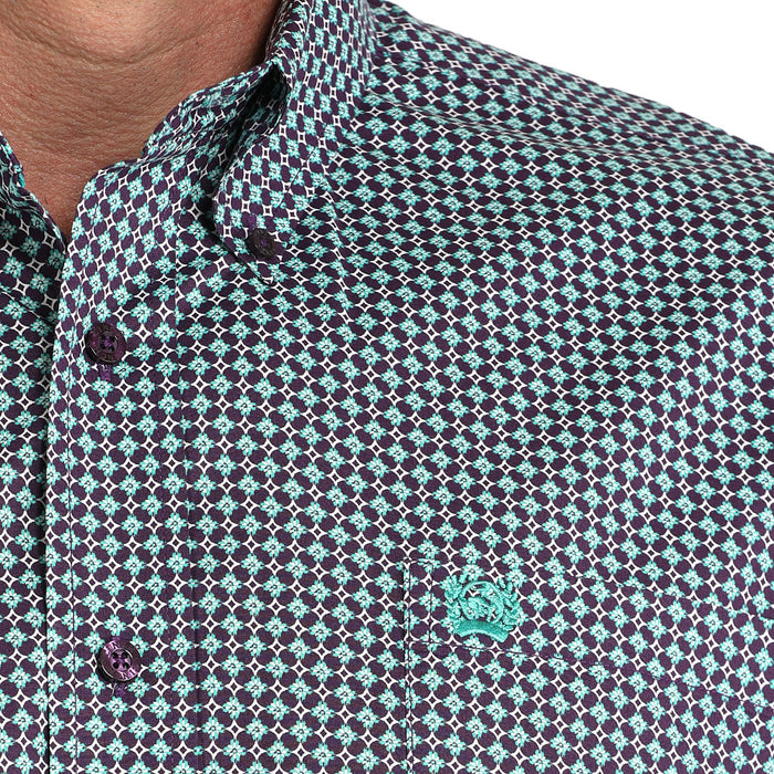 Cinch Men's Purple Floral Print Shirt