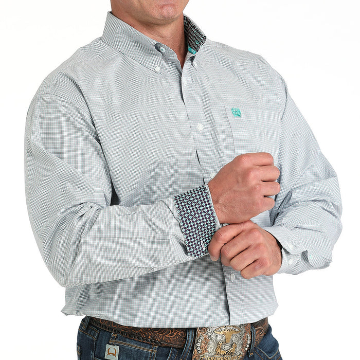Cinch Men's White & Purple Small Check Shirt