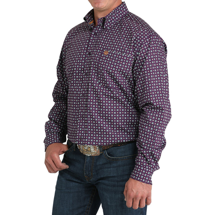 Cinch Men's Purple Square Print Shirt