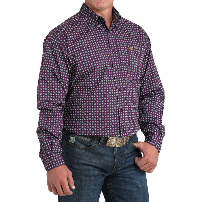 Cinch Men's Purple Square Print Shirt