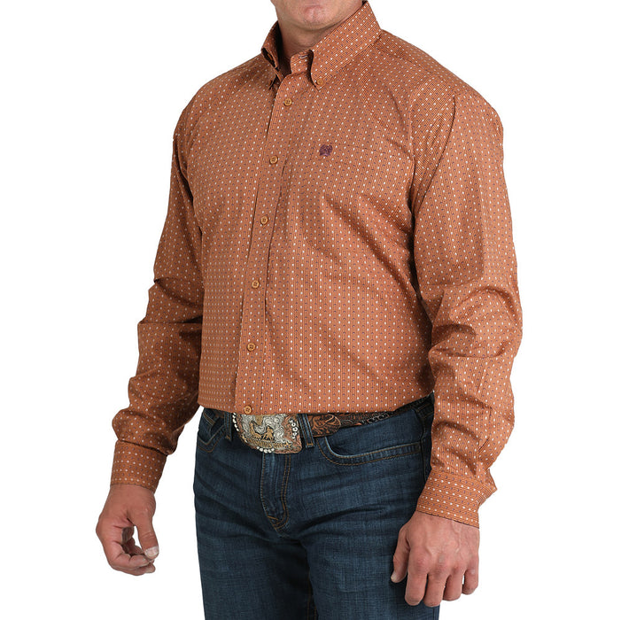 Cinch Men's Brown Striped Print Shirt