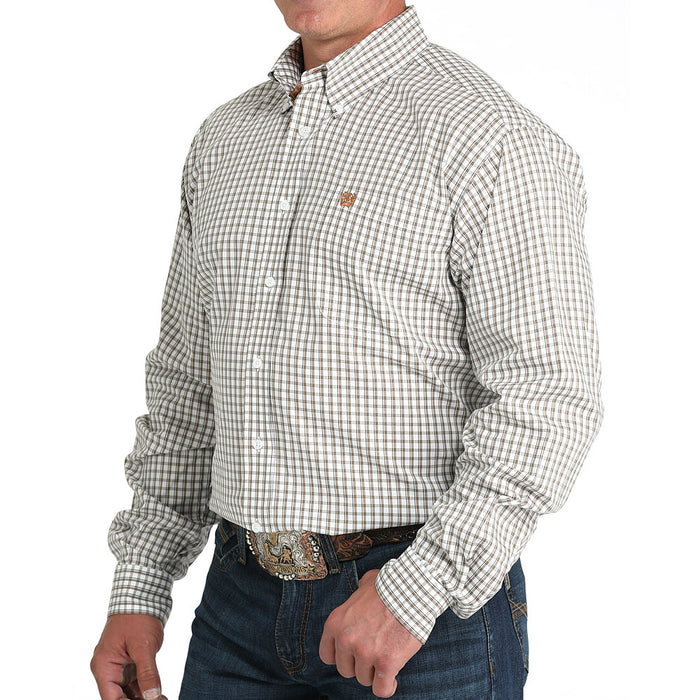 Cinch Men's White Plaid Print Shirt