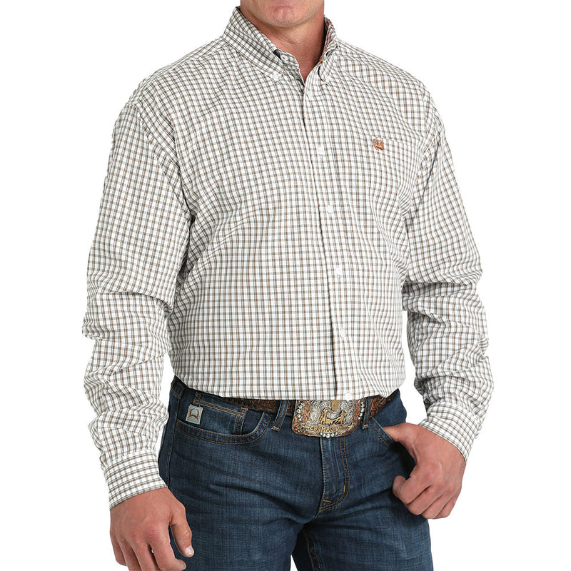 Cinch Men's White Plaid Print Shirt