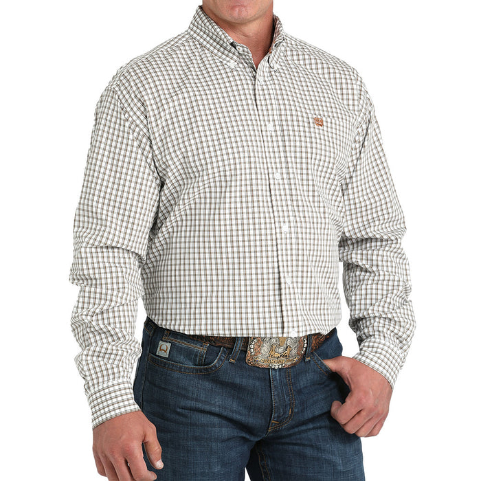 Cinch Men's White Plaid Print Shirt