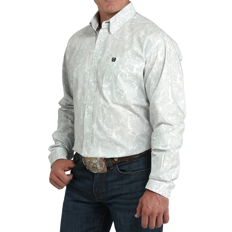 Cinch Men's White Paisley Print Shirt