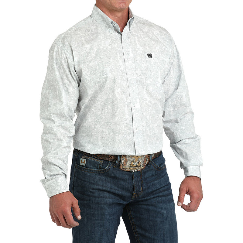 Cinch Men's White Paisley Print Shirt