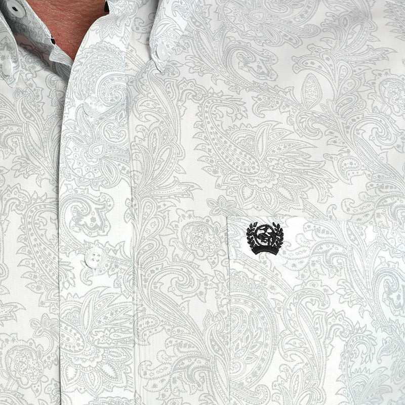Cinch Men's White Paisley Print Shirt