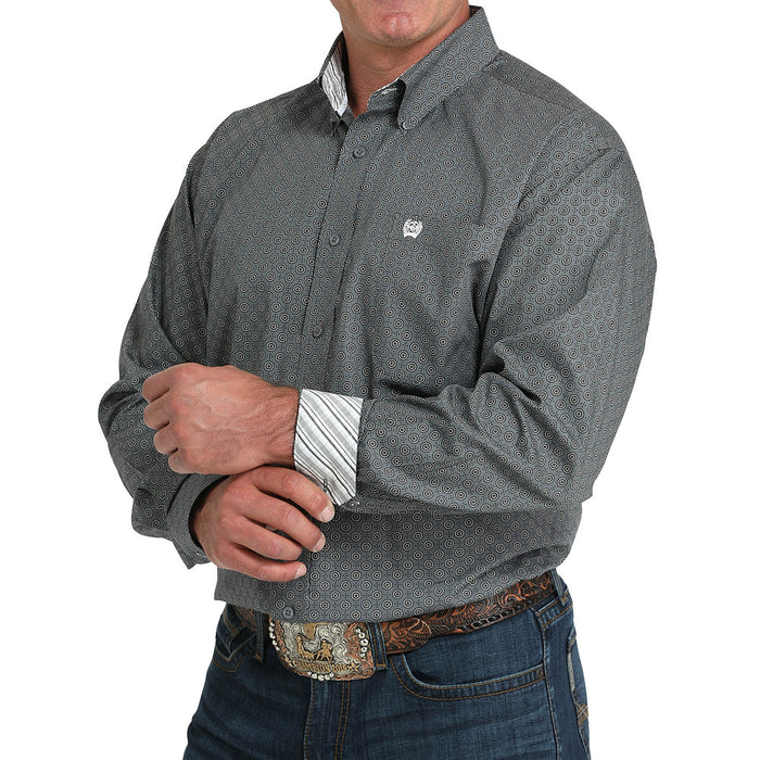 Cinch Men's Grey Allover Circle Print Shirt