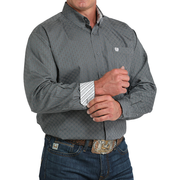 Cinch Men's Grey Allover Circle Print Shirt