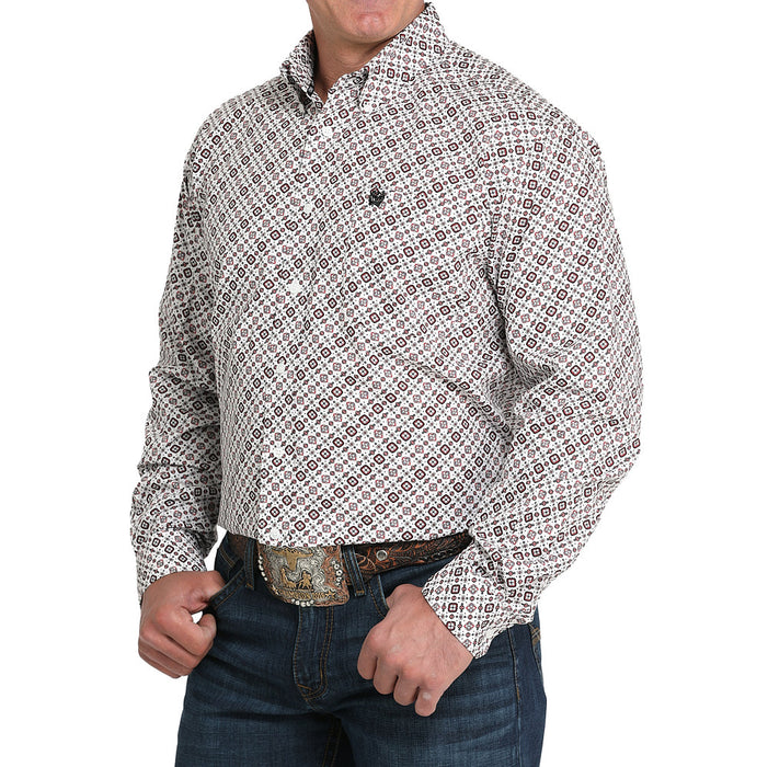 Cinch Men's White Print Shirt