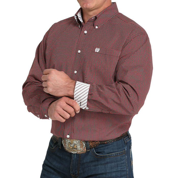 Cinch Men's Red Small Print Shirt
