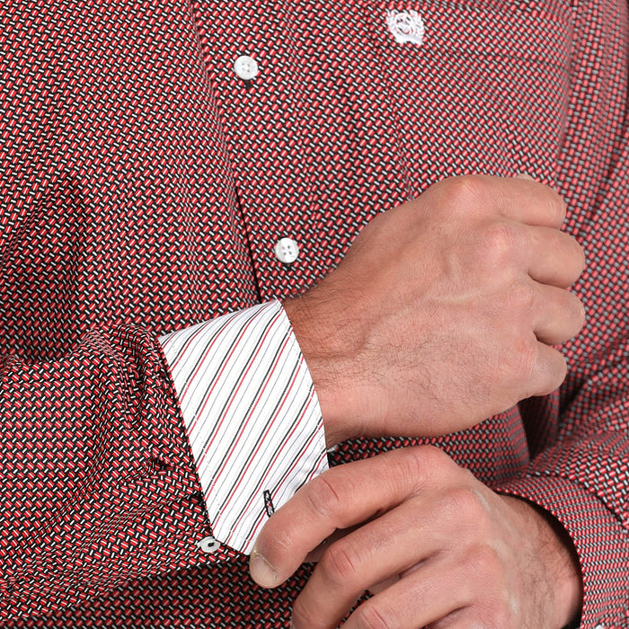 Cinch Men's Red Allover Small Print Shirt