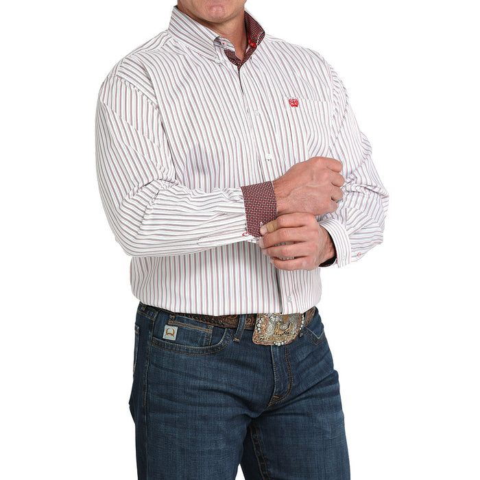 Cinch Men's White & Red Stripe Shirt