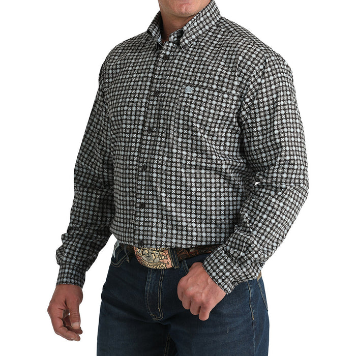 Cinch Men's Brown Long Sleeve Button Print Shirt