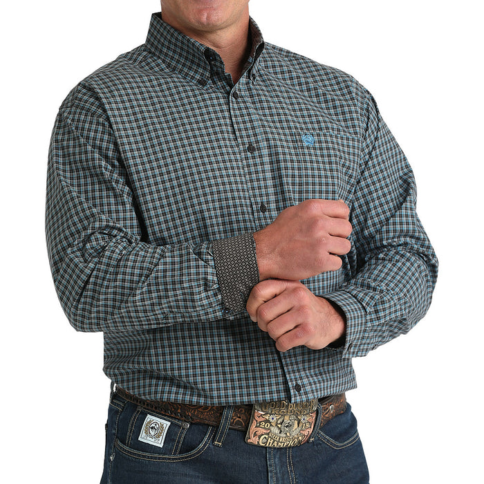 Cinch Men's Brown Plaid Long Sleeve Button Shirt