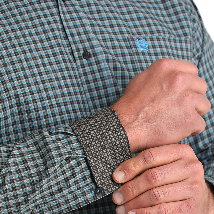 Cinch Men's Brown Plaid Long Sleeve Button Shirt