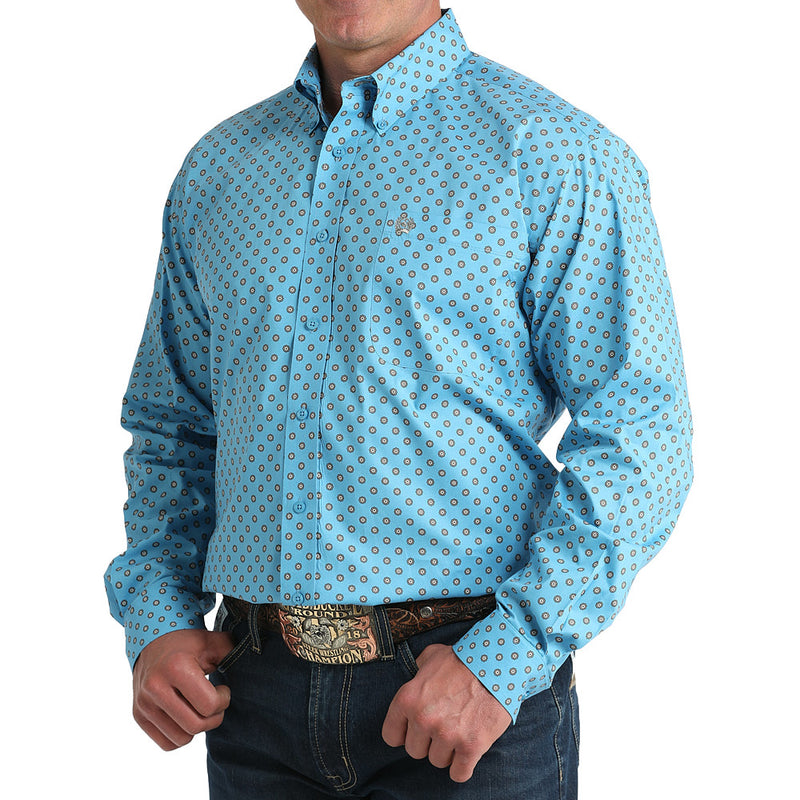Men's Stretch Classic Fit Button-Down Western Shirt Blue / M