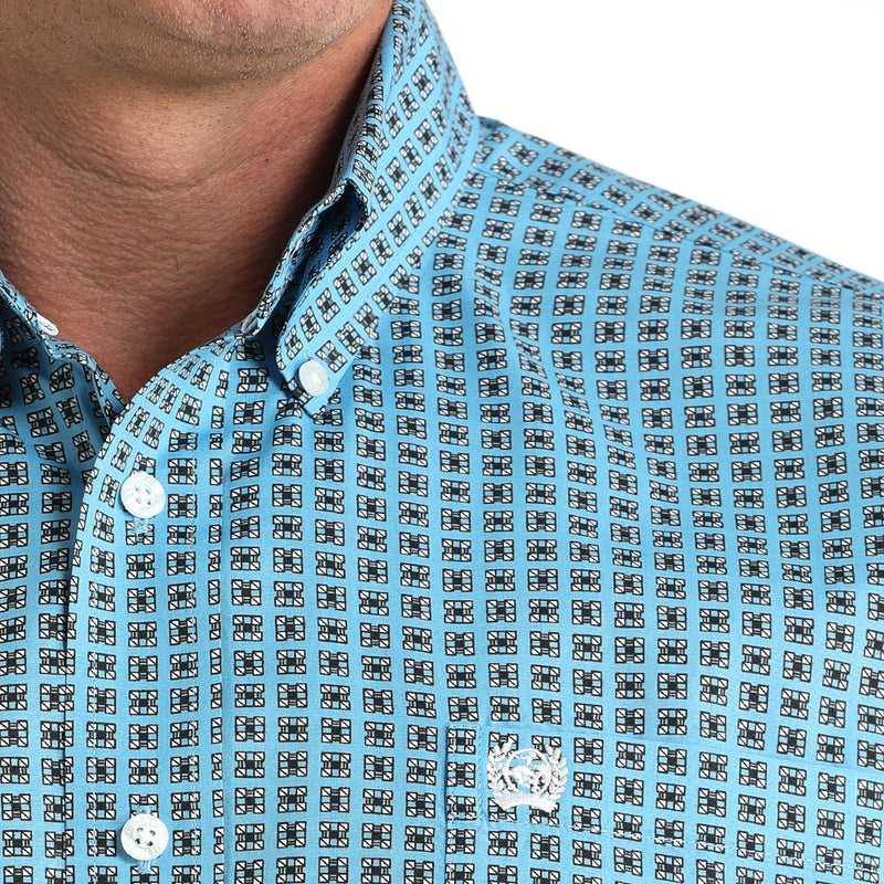 Cinch Men's Blue Long Sleeve Button Shirt