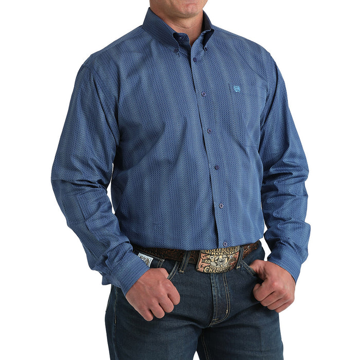Cinch Men's Royal Blue Print Long Sleeve Button Shirt