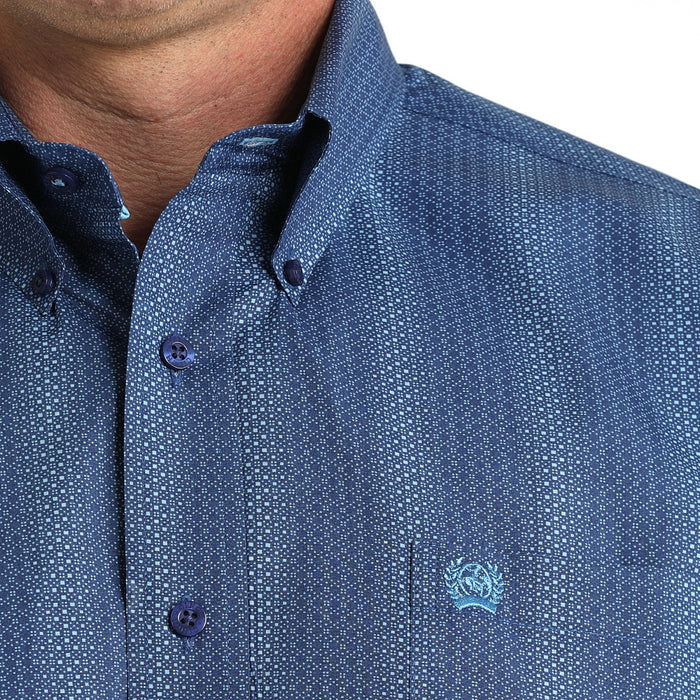 mens royal blue dress shirt Cinch Men's Royal Blue Print Long Sleeve Button Shirt
