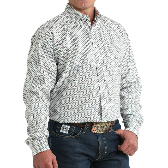 Cinch Men's White Printed Long Sleeve Button Shirt