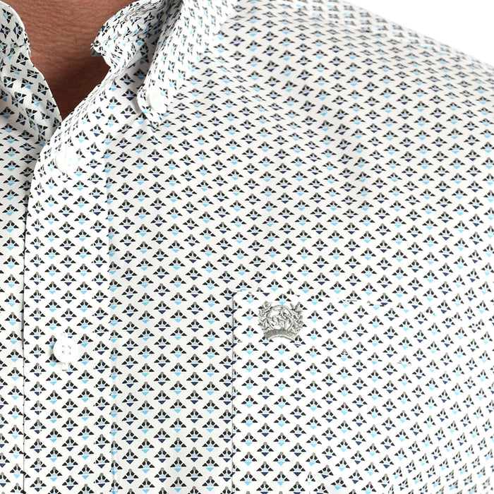Cinch Men's White Printed Long Sleeve Button Shirt