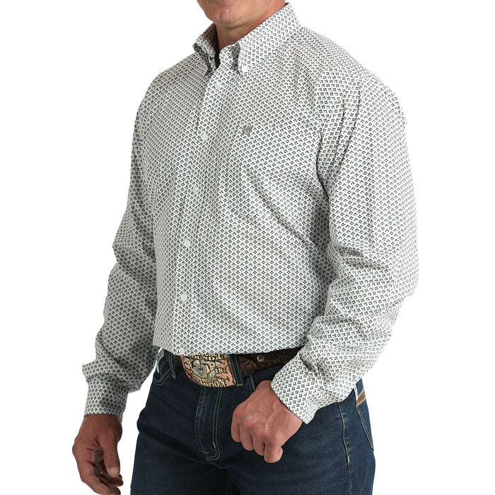 Cinch Men's White Printed Long Sleeve Button Shirt