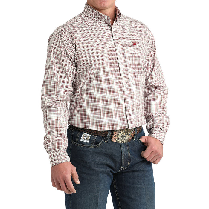 Cinch Men's White Plaid Long Sleeve Button Shirt