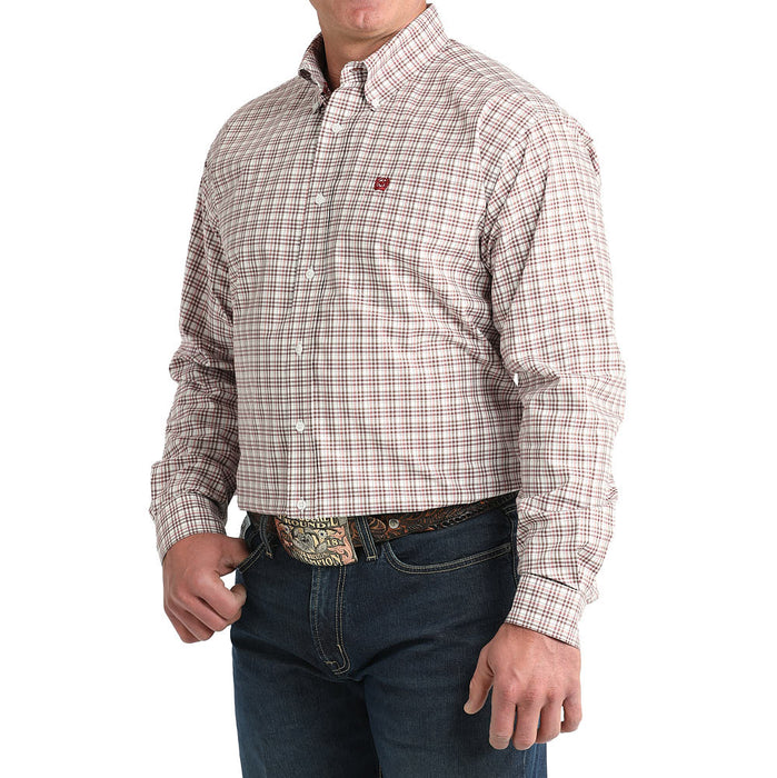 Cinch Men's White Plaid Long Sleeve Button Shirt