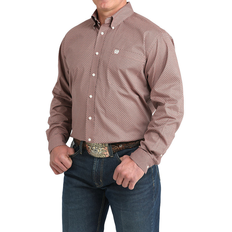 Cinch Men's Pink Long Sleeve Button Shirt