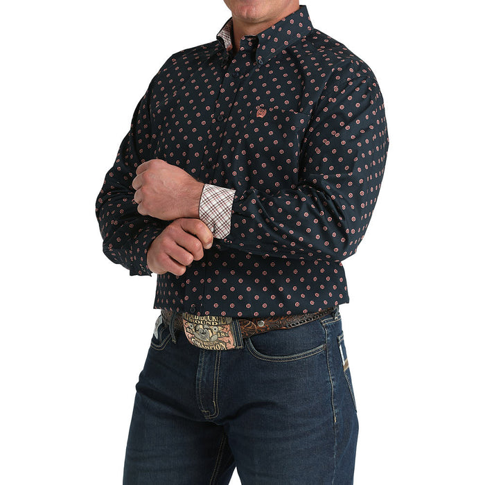 Cinch Men's Navy Circle Print Long Sleeve Button Shirt