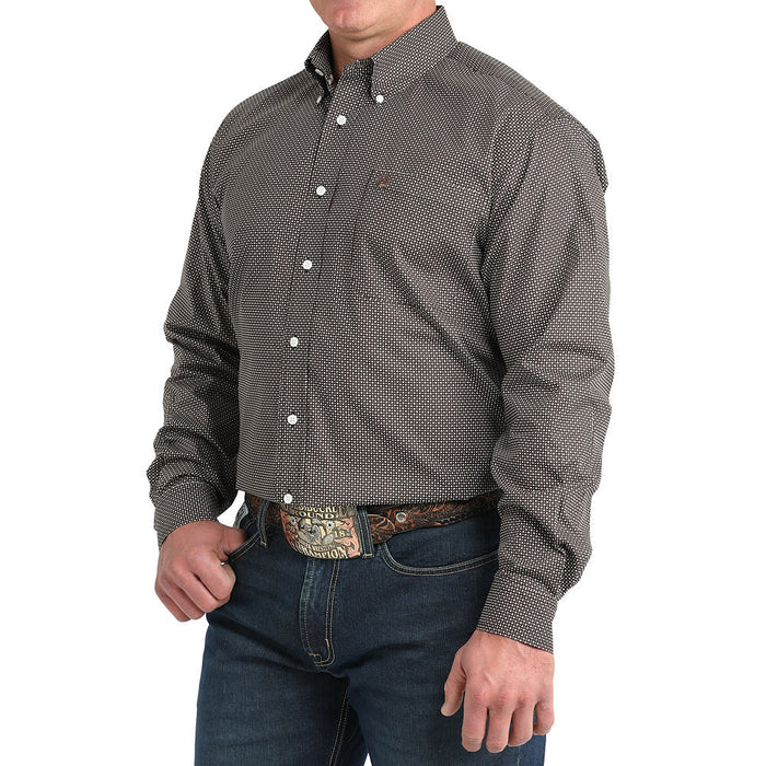 Cinch Men's Navy Small Print Long Sleeve Button Shirt