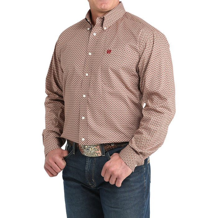 Cinch Men's Brown Diamond Print Long Sleeve Button Shirt