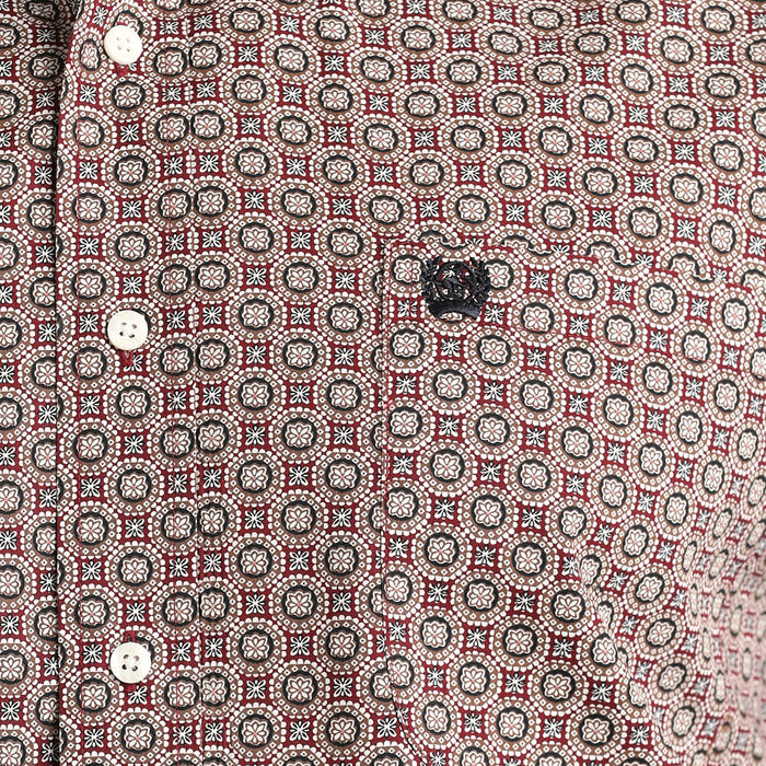 Cinch Men's Burgundy Print Long Sleeve Button Shirt