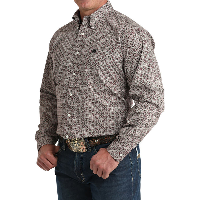 Cinch Men's Burgundy Print Long Sleeve Button Shirt