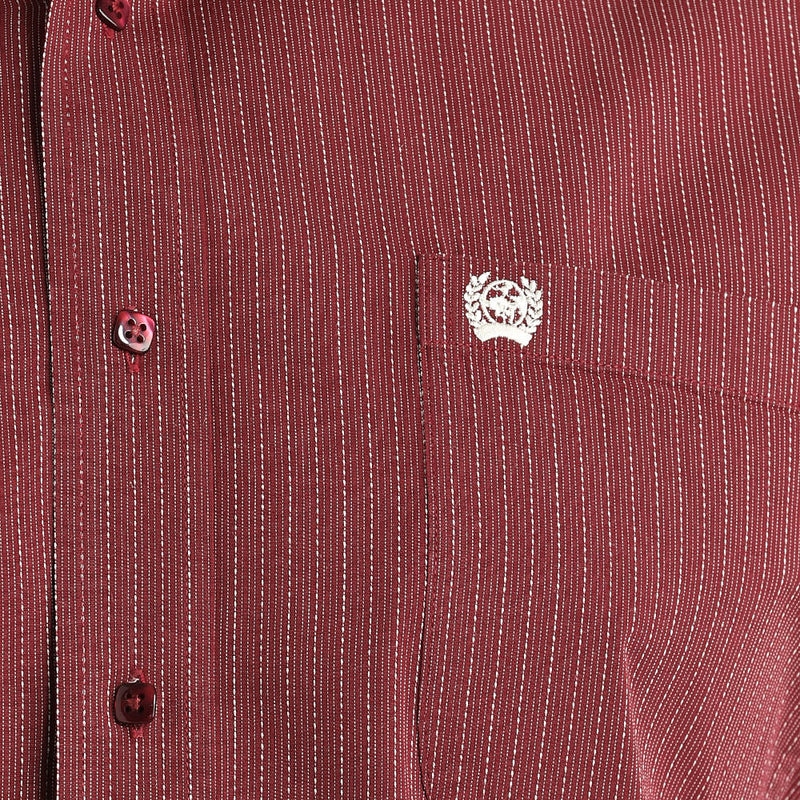 Cinch Men's Burgundy Stripe Long Sleeve Button Shirt