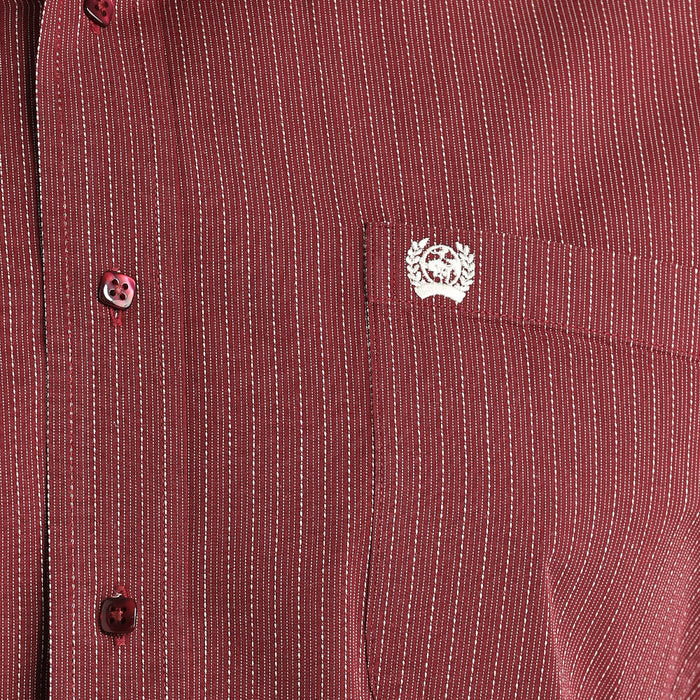 Cinch Men's Burgundy Stripe Long Sleeve Button Shirt