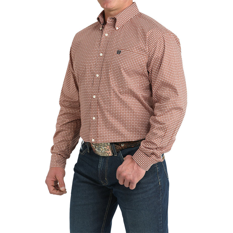 Cinch Men's Brown Printed Long Sleeve Shirt