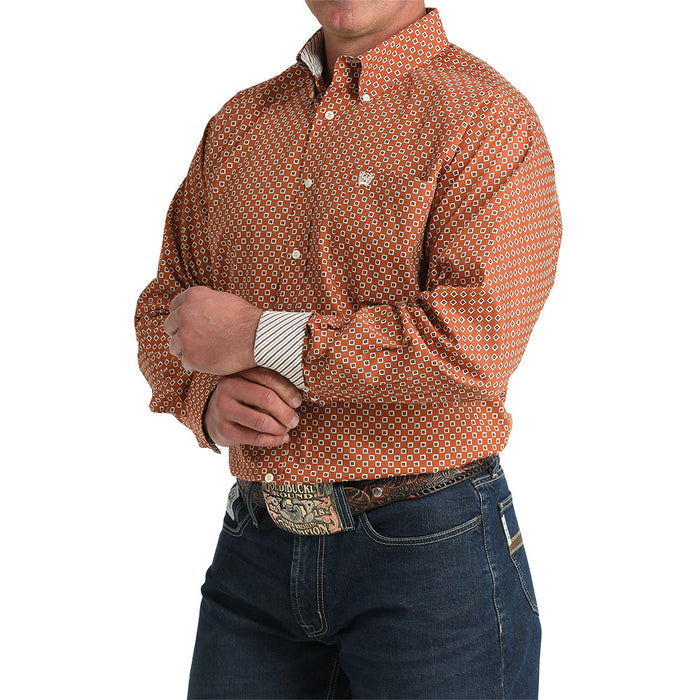 Cinch Men's Brown Square Print Long Sleeve Shirt