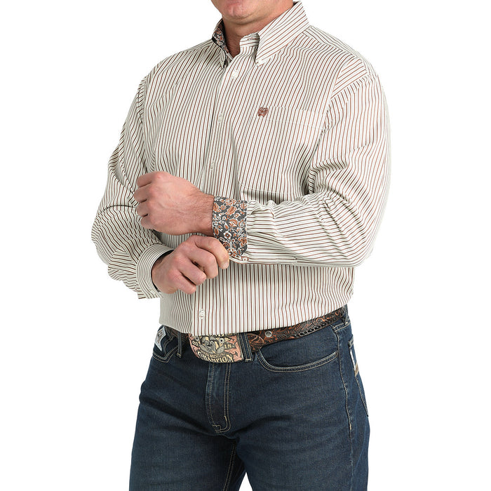 Cinch Men's Cream Stripe Long Sleeve Shirt