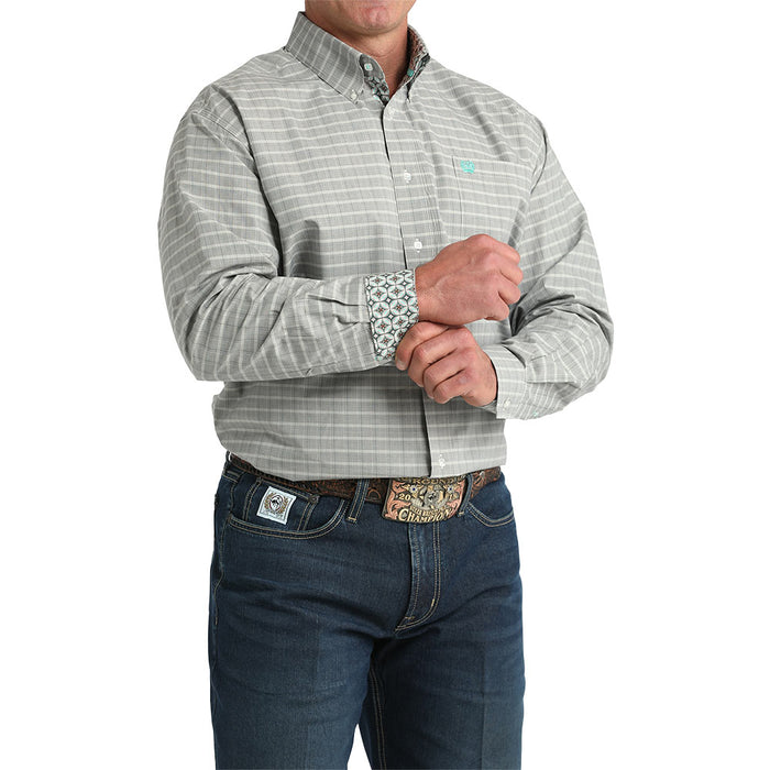 Cinch Men's Cream Plaid Print Long Sleeve Shirt