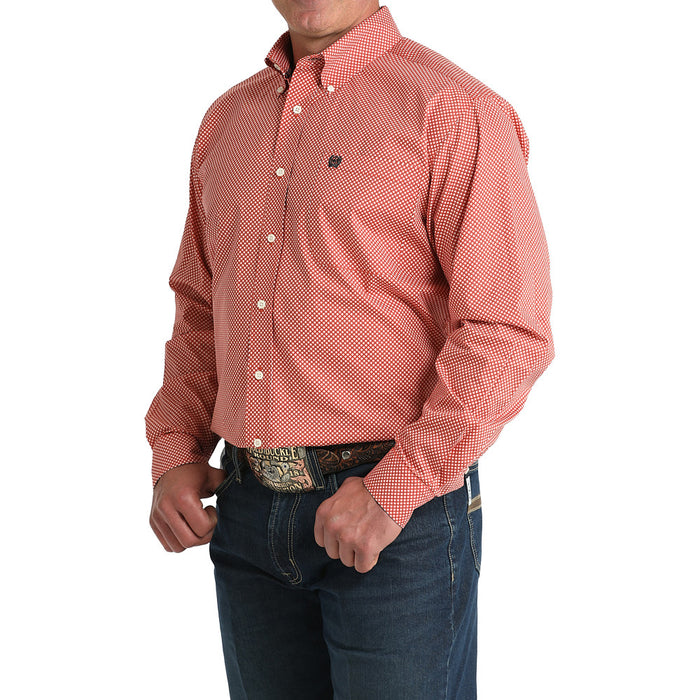 Cinch Men's Red Print Long Sleeve Shirt
